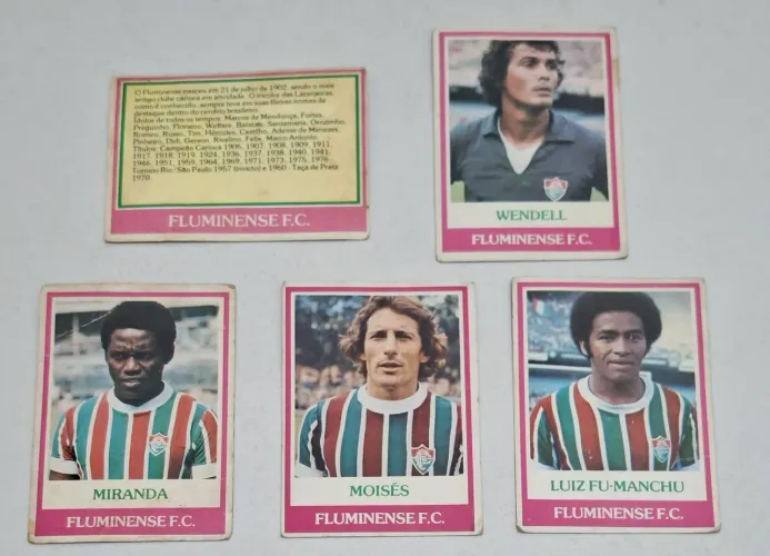 Lote 5 cards antigos futebol ping-pong Fluminense