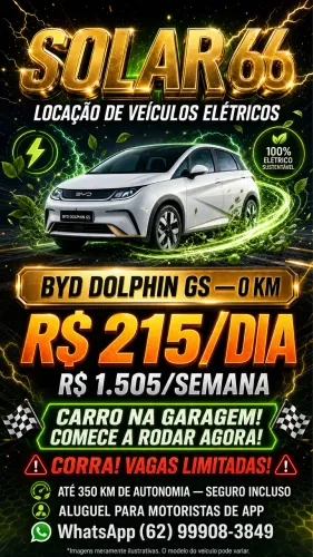 ALUGUEL DOLPHIN GS - CARRO ELÉTRICO PARA APLICATIVOS