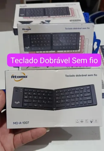 Teclado Sem Fio para Tablet e iPad - Dobrável e Recarregável