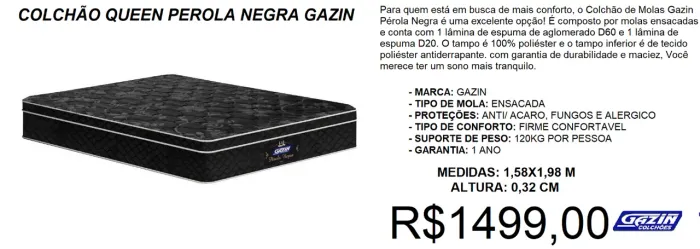 COLCHÃO - MOLAS - PEROLA - COMPRE HOJE E RECEBA EM ATÉ 2 HORAS 