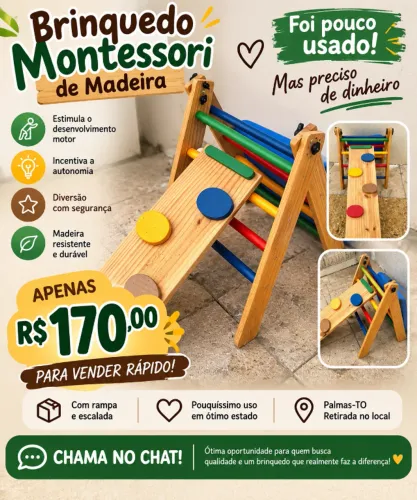Brinquedo Montessori de Madeira - Pouco Usado | R$ 170