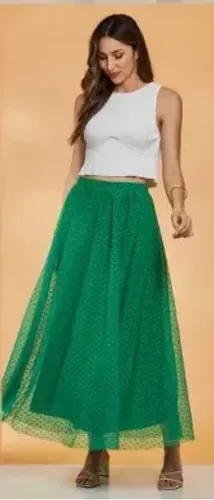 Saia Longa Tule Verde Tam P