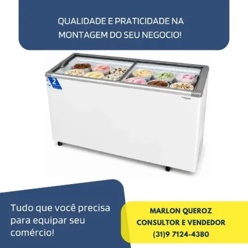Freezer Horizontal Tampa de Vidro 503L Fricon 220V
