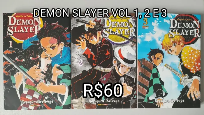 Mangá - Demon Slayer volumes 1, 2 e 3