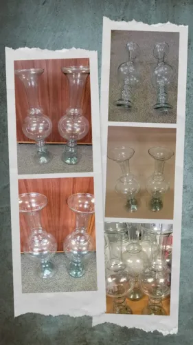 PAR VASOS ALTOS SAN MARINO CRISTALERIA BRUXELAS VIDRO 66 CM PARA ARRANJOS FLORAIS- VINTAGE