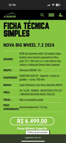 Vendo Bike OGGI semi profissional 