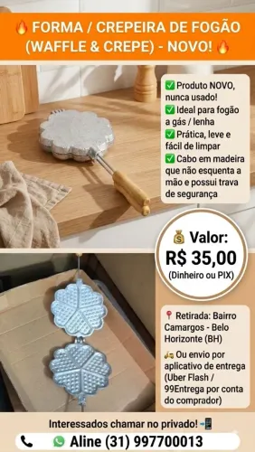 Fôrma de waffle de fogão/fogo