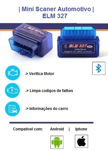 Mini Scanner automotivo elm327 obd2 - Novo
