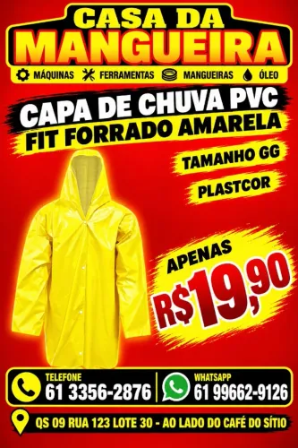 CAPA DE CHUVA PVC FIT FORRADO AMARELA - GG -PLASTCOR
