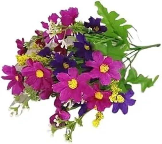 Flores Artificiais Buque com 24 Florzinhas P/ Decoração Roxa Escura com Roxo Claro