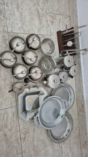 Peças inox jogo de sobremesa, travessas e joleiteira e etc