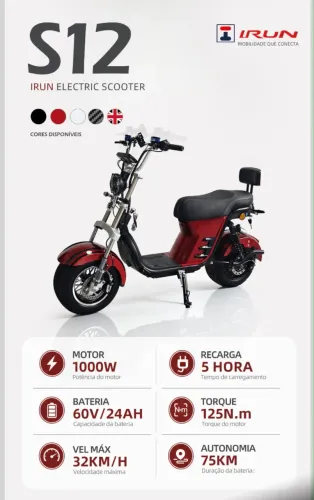 Nova Scooter elétrica autopropelida S12.