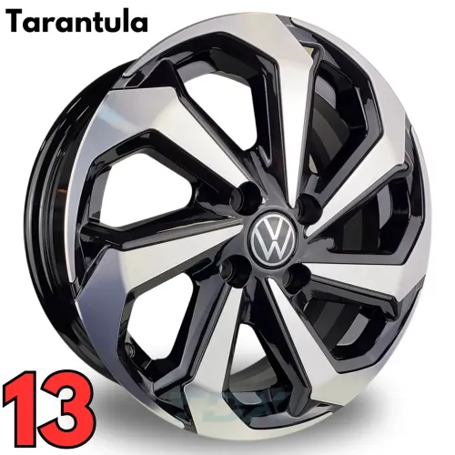 Rodas aro 13 Vw Tarantula preta com diamantado 4x100 novas