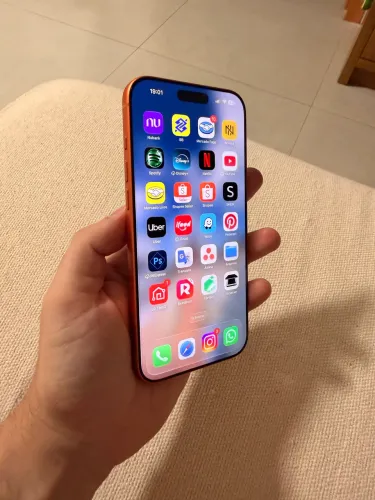 Iphone 17 pro max 256gb laranja na garantia bateira 100%