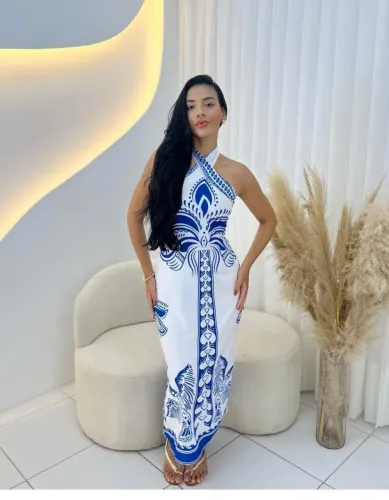 Vestido longo estampado 