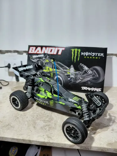 Carrinho de controle remoto importado Traxxas Bandit XL5 Edição Limitada Monster Energy