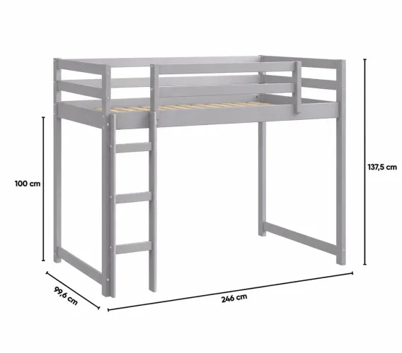 Cama Infantil Prime Alta II Casatema MadeiraOriginals Cinza