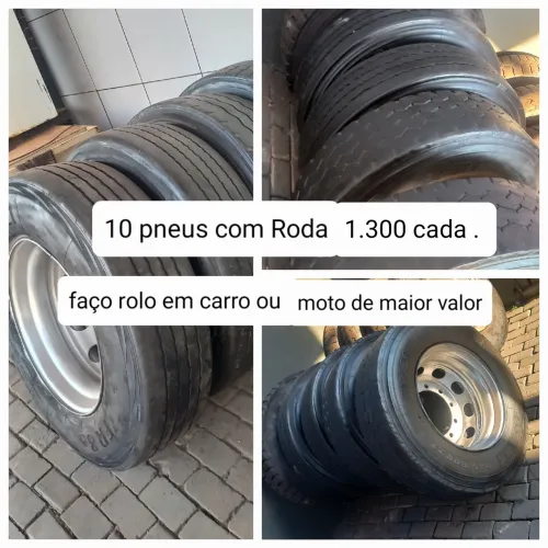pneu e roda de caminhão 1.300 reais tenho 10 . faço rolo em carro ou moto