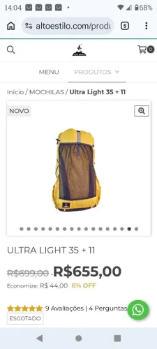Mochila de trekking ultraleve alto estilo 35+11L