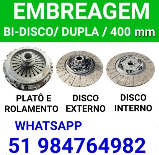 EMBREAGEM KIT BI-DISCO DO  CAMINHÃO  MERCEDES BENZ  AXOR E ACTROS 400MM DISCO 18 ESTRIAS