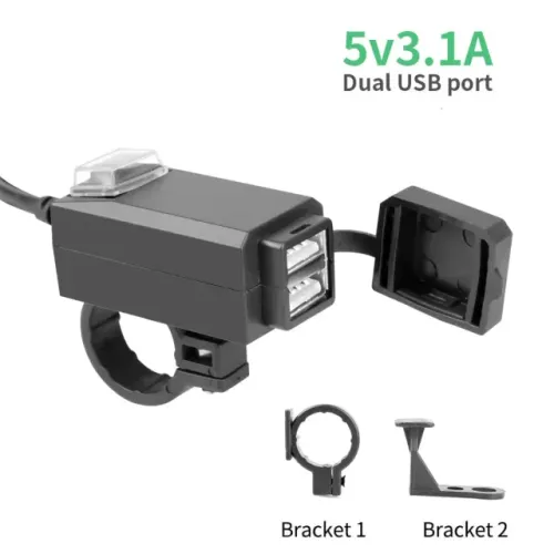 Tomada Carregador Duplo USB Para Moto Chaveada 3.1A