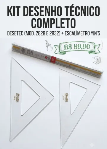Kit Desenho Técnico / Expressão Gráfica - Esquadros Desetec + Escalímetro