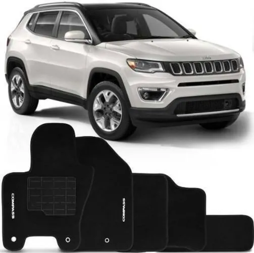 Tapete Personalizado Jeep Compass 2016 2017 2018 2019 2020 Preto 5 peças