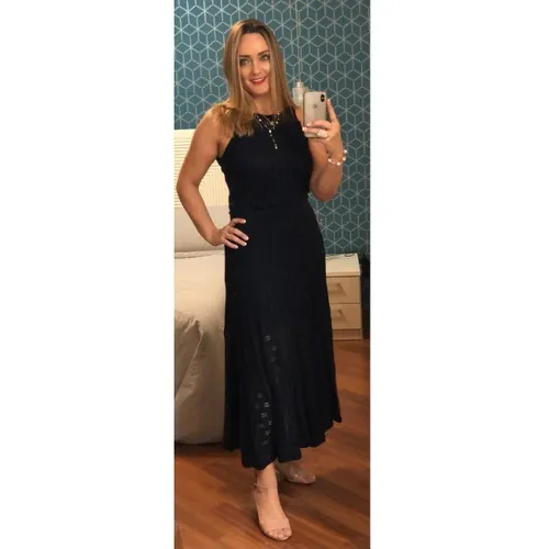 Vestido feminino manga curta renda tricot