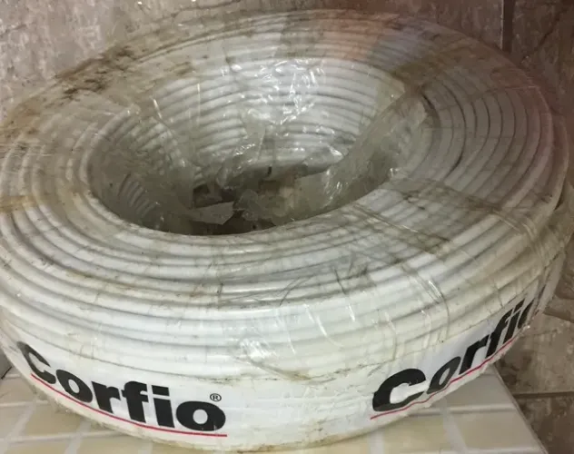 Cabo Fio Elétrico 10mm Sólido Rígido Corfio Rolo 100m Branco