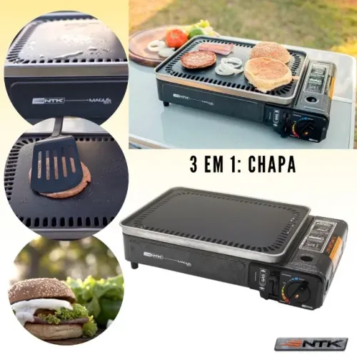 Fogareiro E Churrasqueira 3 em 1 Acampamento A Gás Nautika