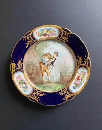 Prato de parede Sevres 1844 - Chateau de Tuileries - Rei Luis Felipe