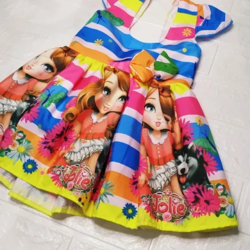 Vestido Rodado Personagem Jolie Infantil Veste 1 E 2 Anos