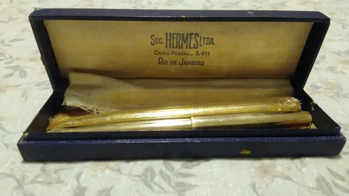Conjunto com porta canetas parker 51 gold filed