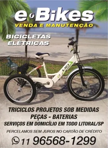 Manutenção e venda bicicleta elétrica triciclo elétrico deficiente a domicílio 