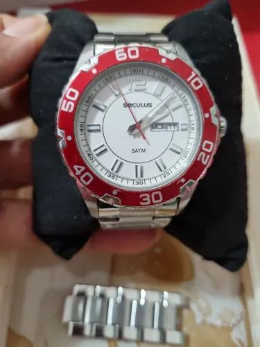 RELÓGIO SECULUS AÇO PRATA MASCULINO COM CALENDÁRIO