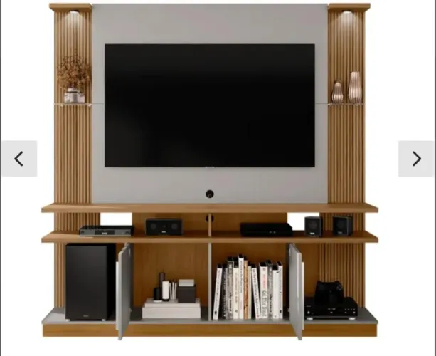Estante Home para tv até 60 polegadas com led e prateleiras com vidro
