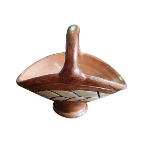Cesta Artesanal em Cerâmica Rústica Peça Decorativa Exclusiva