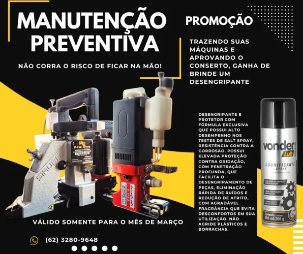 Manutenção preventiva de máquinas com Desengripante e protetor