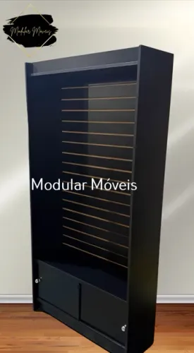 Estante Canaletada com Portinhas - MDF Preto