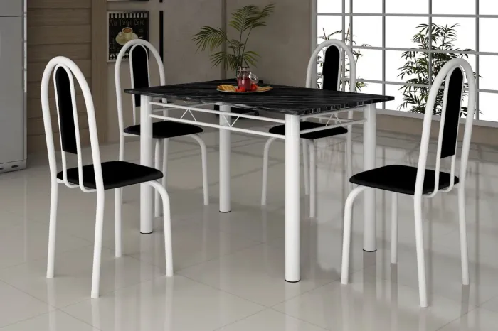 Mesa Tubolar Granizo com Cadeiras Tubo Grosso 1,20 cm 