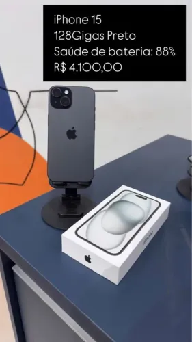 iPhone 15 128GB Preto - Saúde da bateria: 88% Semi novo