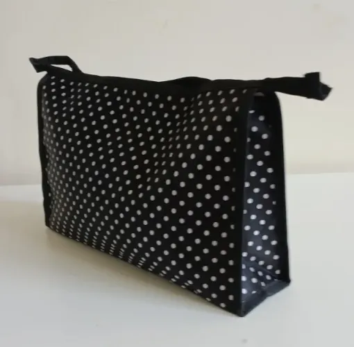 Nécessaire Preta Bolinha Branca Necessaire de mão poás bolsa viagem clutch bolsinha