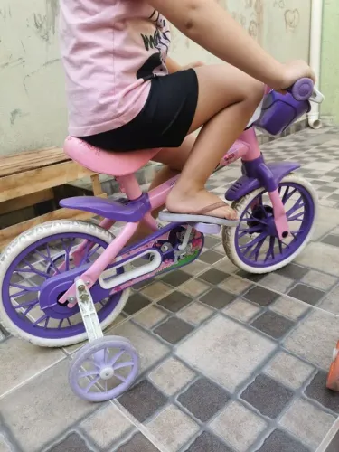 Bicicleta Infantil Rosa com Lilás Menina Aro 12 My Little Cat Gatinha da Marca Nathor