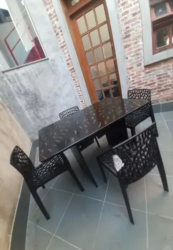 Mesa pedra de ardósia pintada