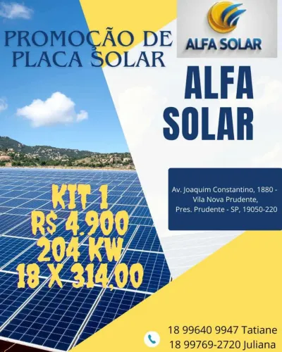 Venda de placa de energia solar