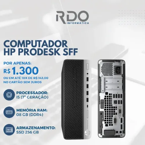 Computador HP ProDesk SFF i5 7ª 8GB SSD 256GB | Pronto para Trabalhar 