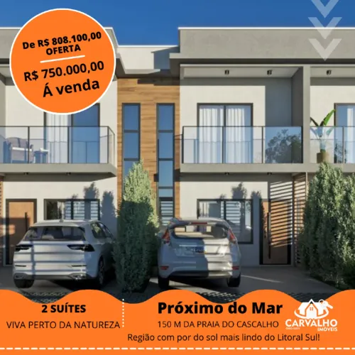Sobrado Alto Padrão com 2 Suítes Próximo às Praias de Penha/SC Entrega em Dez/2025