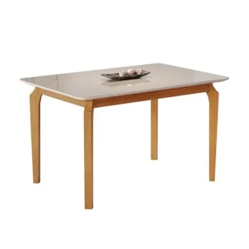 Mesa de Jantar Moderna c/Vidro 1.60×0.80 Base em Madeira l86