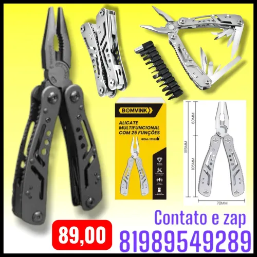Alicate multifuncional com 25 funções da marca Bomvink, modelo BOM-1516. 