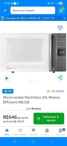 Microondas 23L electrolux novo